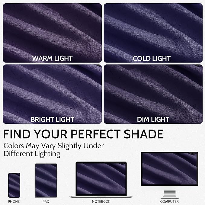 Nanspring Purple Linen Curtains 84 Inches Long, Back Tab Light Filtering Semi - Image 4