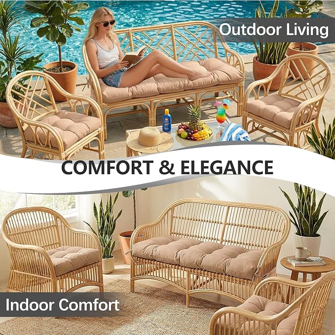 3 Pcs Wicker Chair Cushions Patio Loveseat Chaise Cushion Set - Image 5