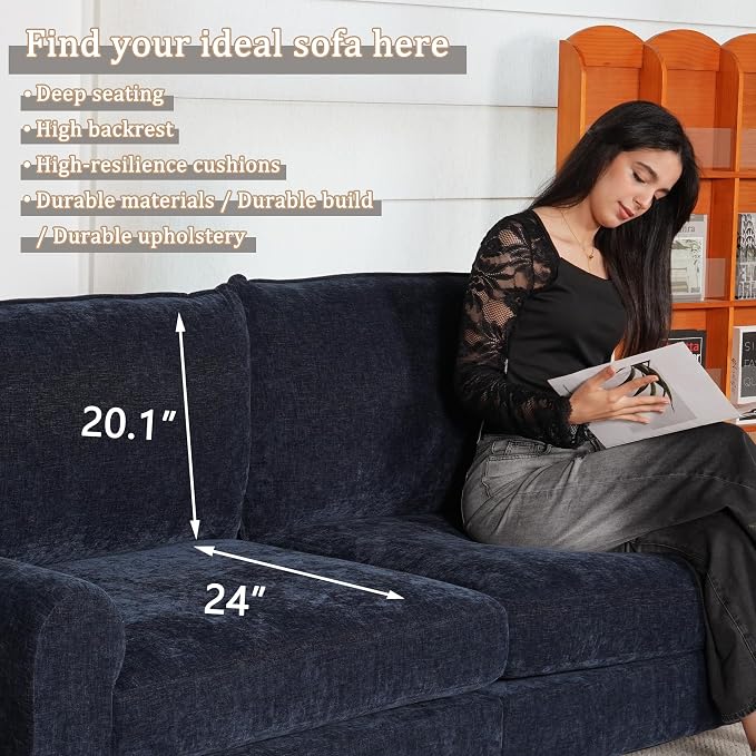 EASE MOOSE 100" Chenille L-Shaped Sectional Sofa, Modern Deep Seat Modular Couch - Image 5