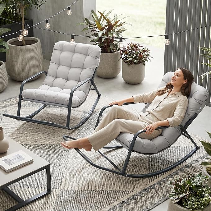RADIATA 2pcs Rocking Lounge Chair, Indoor Outdoor Reclining Lounger - Image 3