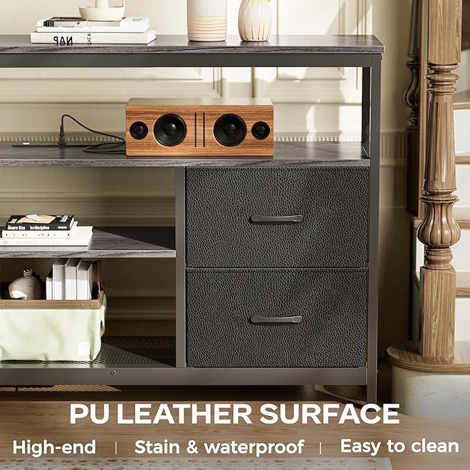 Huuger TV Stand Dresser with Power Outlets and LED Lights, 4 Drawers - Image 6