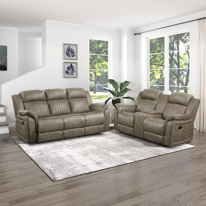 Lexicon Recliner Living Room Set, Home Theater Seating, Manual Polished by Lexicon