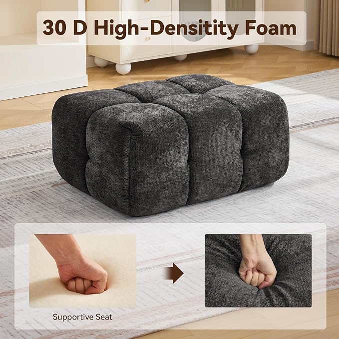 Large Boneless Ottoman, Upholstered Cloud Ottomans - Image 3