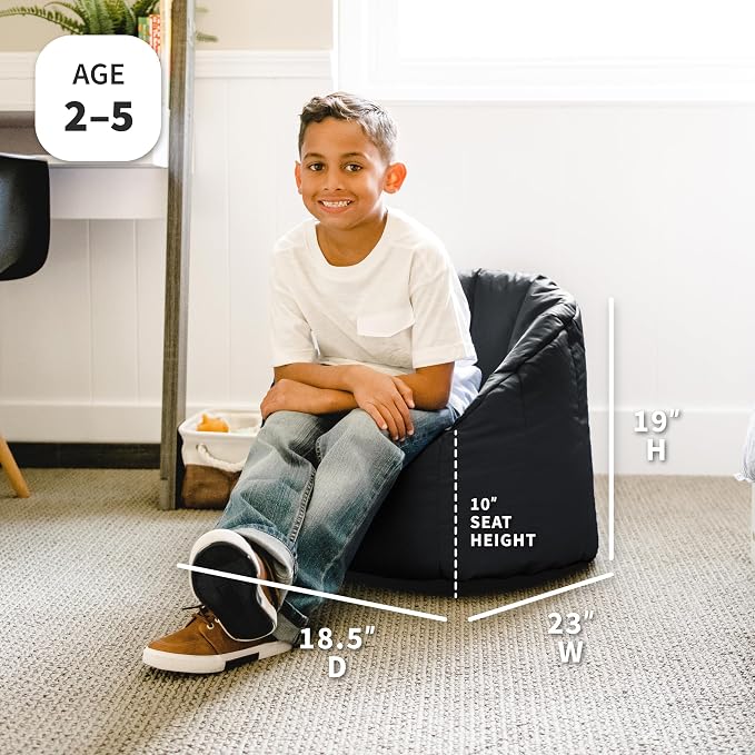 Big Joe Milano Kid's Smartmax Black Beanbag Chair - Image 3