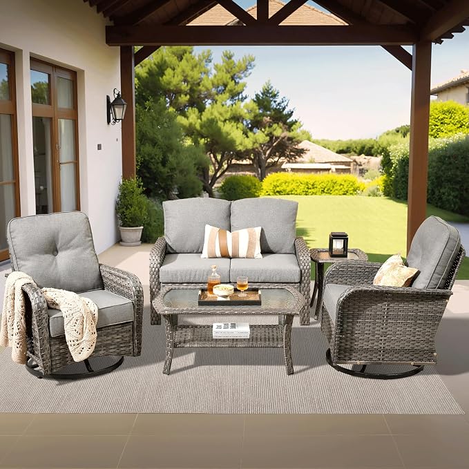 ovios 5-Piece Patio Furniture Set, Outdoor Wicker Sofa by OVIOS