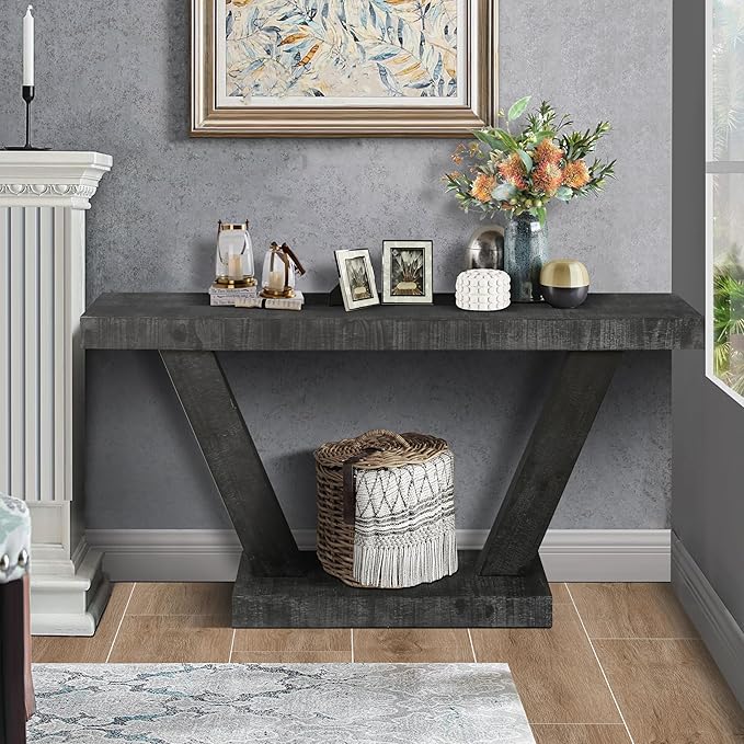 60" Wood Console Table for Entryway Bench by HanStrong