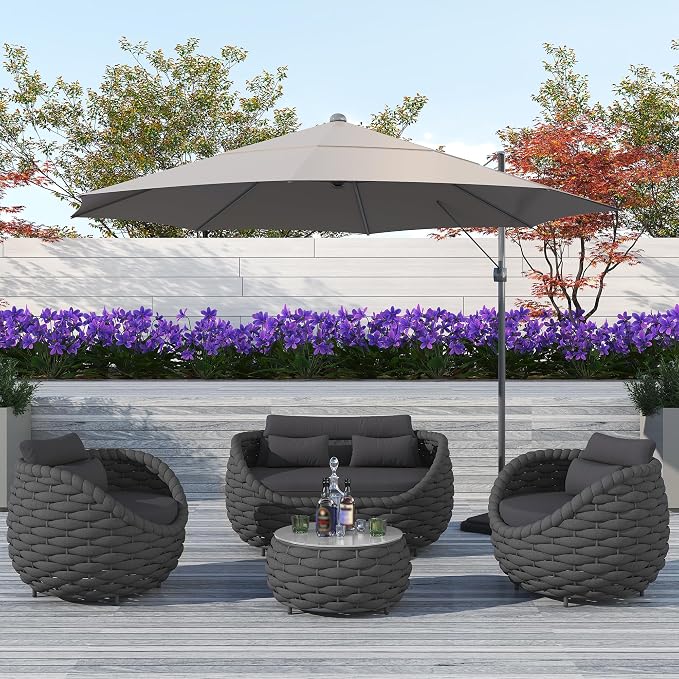 TWT 5 Pieces Patio Furniture Set, Outdoor Rope Conversation Sectional Patio Sofa - Image 5