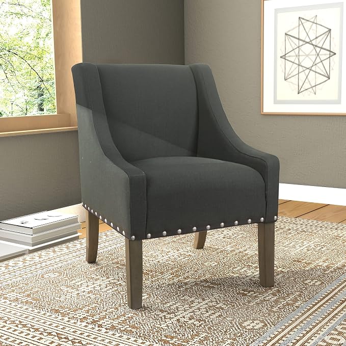 Homepop Home Decor | Upholstered Classic Swoop Arm Accent Chair | Accent Chairs - Image 2