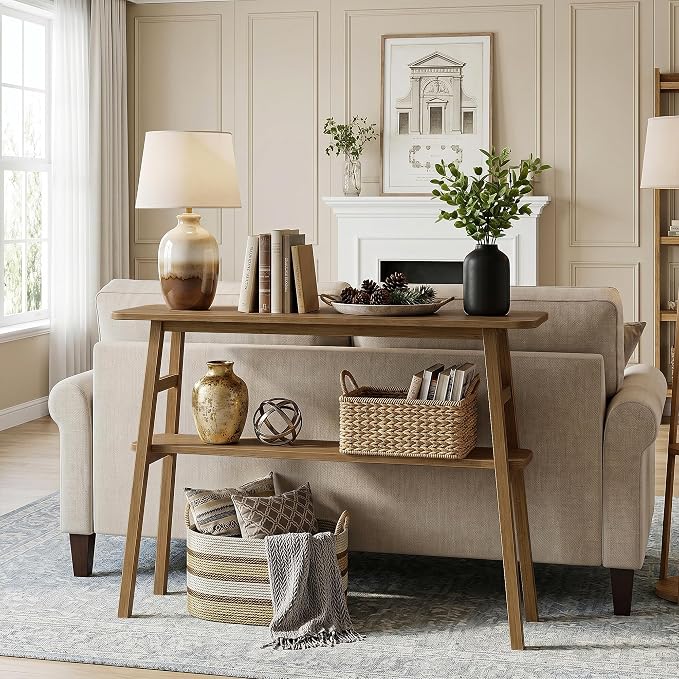 39.4" Solid Bamboo Entryway Console Table, Sofa Table Behind Couch, Narrow - Image 3