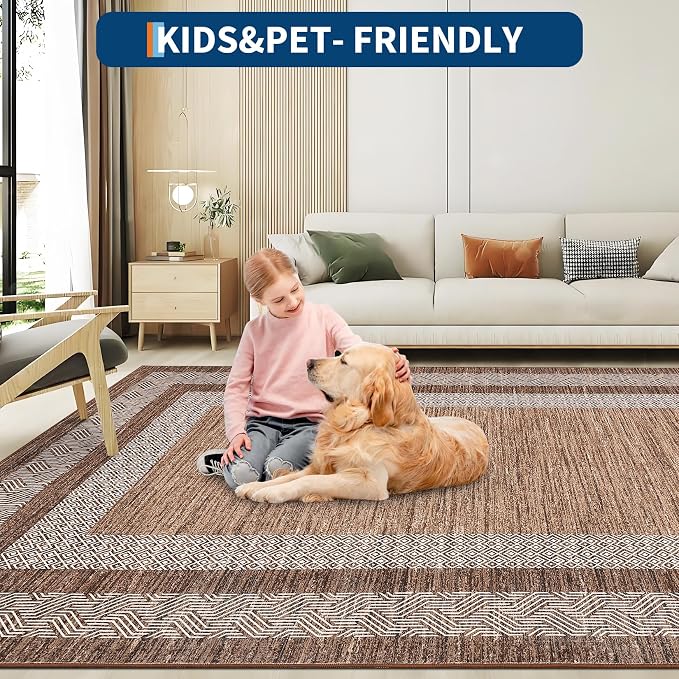 GarveeHome 2.5x8 Modern Bordered Runner Rug Soft Non Slip Washable Floor Carpet - Image 7