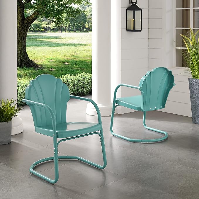 Crosley Furniture Tulip 2-Piece Outdoor Chair Set, Retro Metal Patio Chairs - Image 2