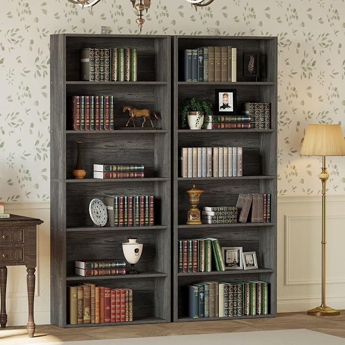 IRONCK Bookshelves and Bookcases Set of 2 Floor Standing 6 Tiers Display - Image 4