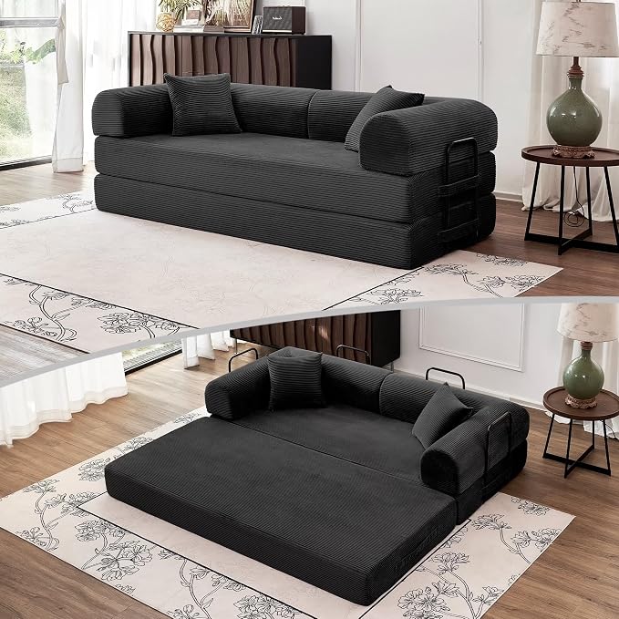 79'' Convertible Sofa Bed, 5-in-1 Folding Boneless Couch, Pull Out Floor Sleeper by ZQRhome