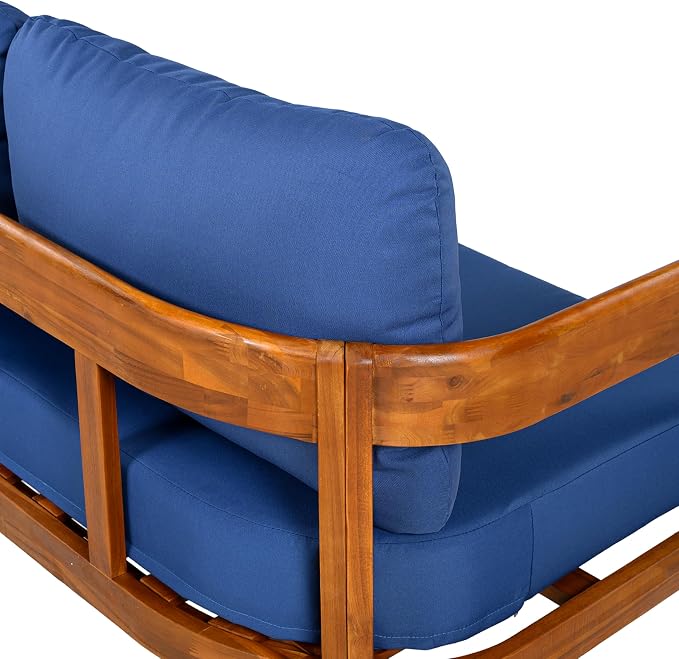VilroCaz Outdoor Patio Furniture Set, L-Shaped Acacia Wood Sectional Sofa - Image 6