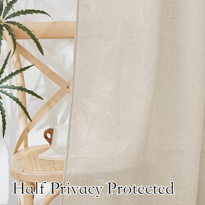 RYB HOME Cafe Curtains 24 inches Length, Linen Sheer Short Curtains - Image 4
