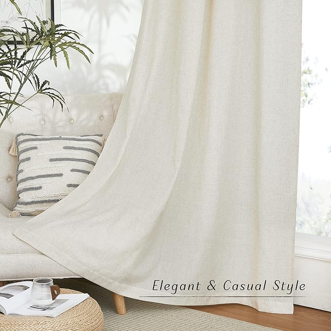 NICETOWN Linen Curtains for Windows 90 inch Long, Grommet Semi Sheer Vertical - Image 6