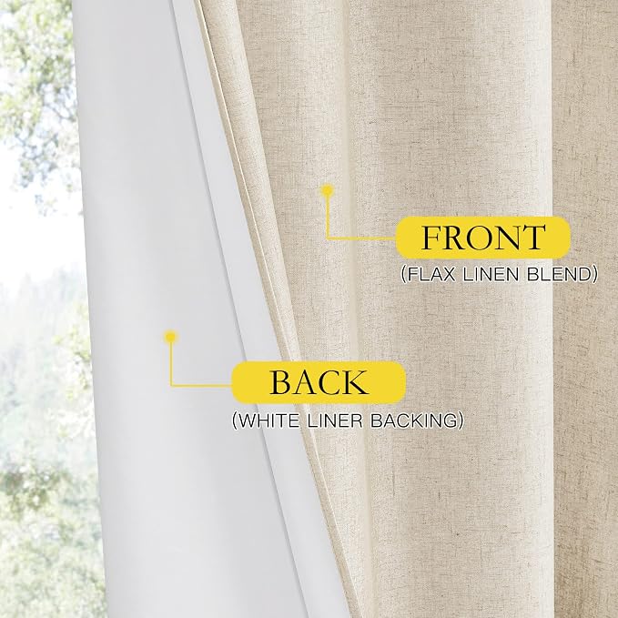 NICETOWN 100% Blackout Room Warming Linen Texture Curtains 84 inches Long - Image 6