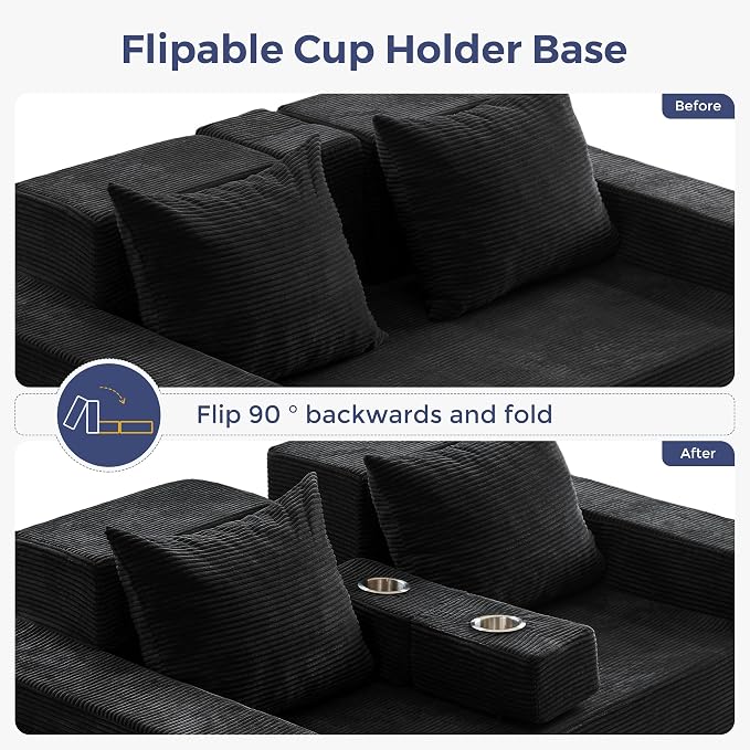 MAXYOYO Loveseat Sofa Bed, 4 in 1 Convertible Boneless Couch Folding Recliner - Image 6