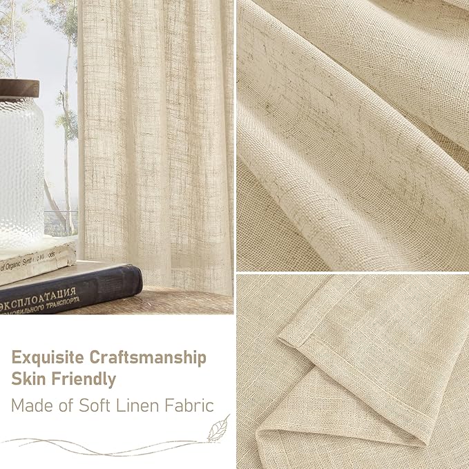 LAMIT 60 Inch Semi Sheer Linen Curtains - Image 6