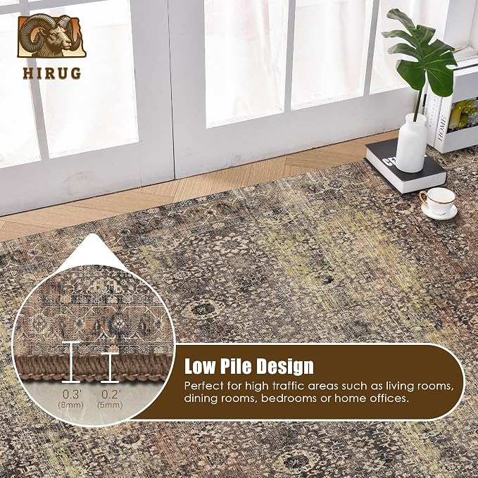 Washable Area Rug 9' x 12' Vintage Traditional Persian Mat - Image 5