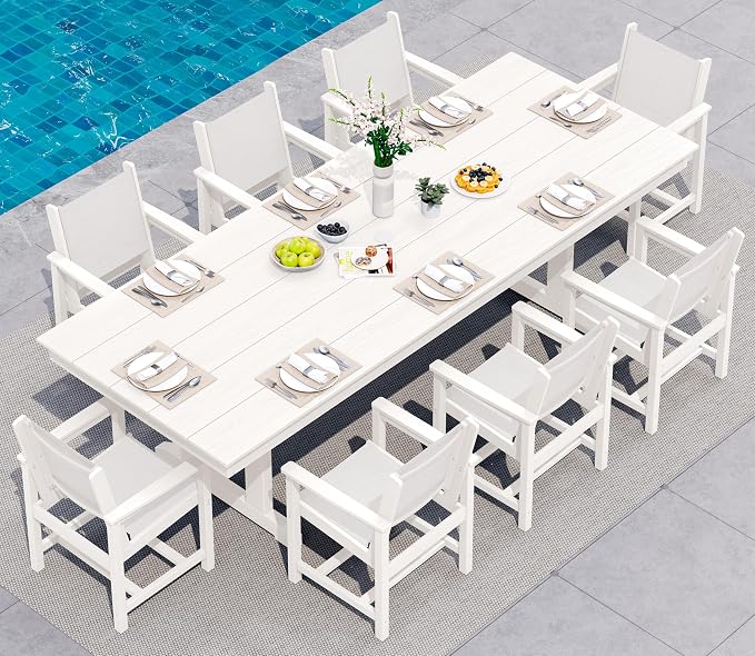 SERWALL Outdoor Large HDPE Dining Table, All Weather HDPE Outdoor Furniture - Image 4