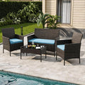 4-Piece Outdoor Furniture Set, PE Rattan Wicker Chairs by Unknown