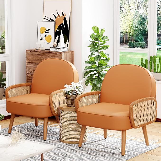 Aklaus Mid Century Modern Accent Chair Set of 2 Armchair - Image 6