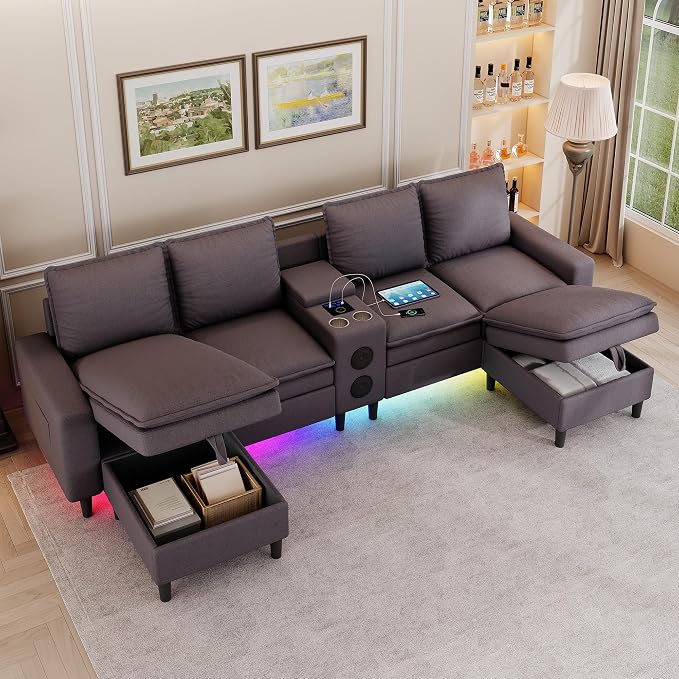 Sectional Couches for Living Room, 4 Seat Sectional Sofa - Image 9