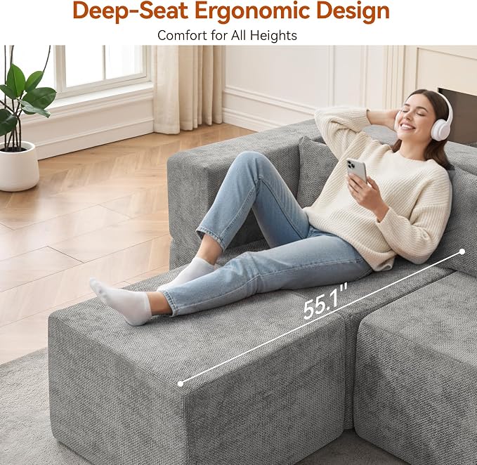 MONVANE Modular Sectional Sofa, Oversized 8 Seat Convertible U Shaped Couch - Image 4