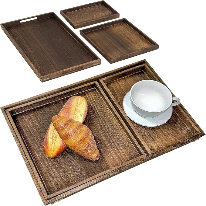3-Piece Wooden Serving Tray Set - Image 3