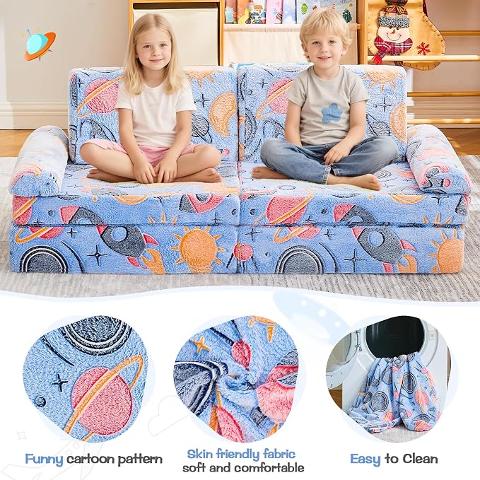 IFNOW Modular Kids Play Couch, Convertible & Washable Toddler Foam Couch Kids - Image 6