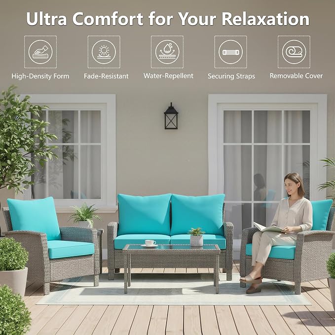 24x24 Inch Outdoor Chair Cushions Set of 4, Patio Furniture Cushions - Image 2