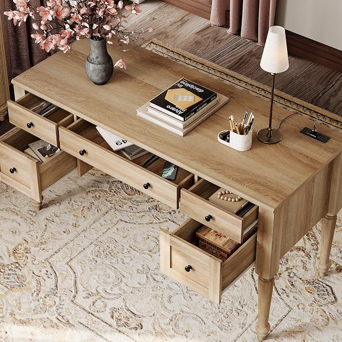WAMPAT Home Office Furniture Set, Wood Computer Desk - Image 4