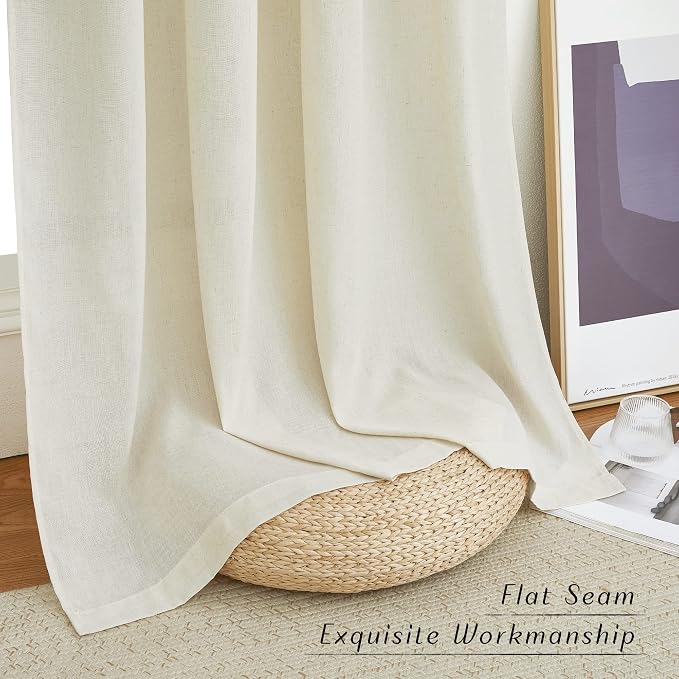 NICETOWN Thick Linen Curtains Extra Long 120 inch Length, Rustic Grommet - Image 7