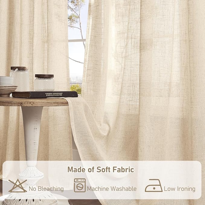 LAMIT Light Filtering Linen Curtains 84 inches Long - Image 8