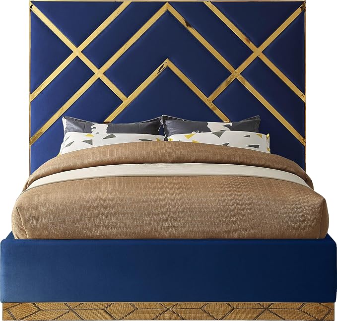 Meridian Furniture VectorNavy-Q Vector Collection Modern | Contemporary Velvet - Image 4