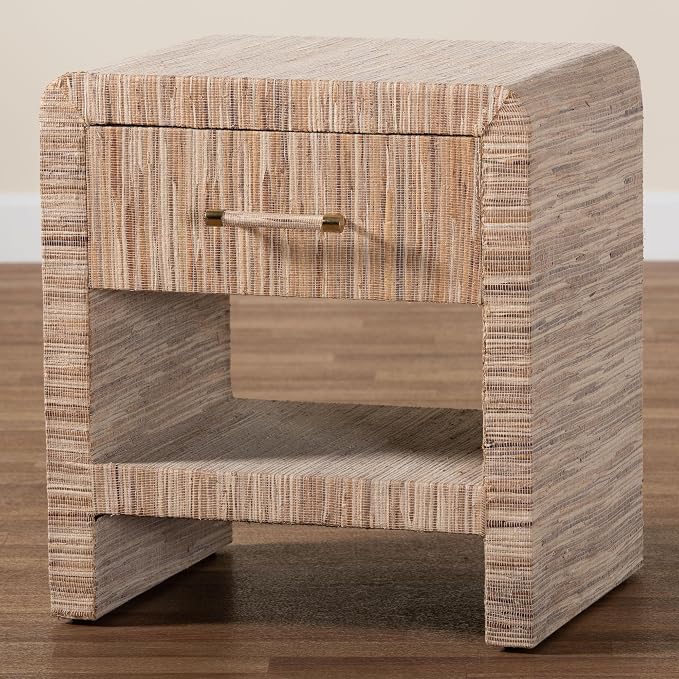 Bali & pari Callan Bohemian Woven Natural Grasscloth 1-Drawer Nightstand - Image 11