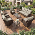 Patio Furniture Set, High Back Rattan Sofa & Swivel Rocker Chairs, Weather by SAILARYPatioFurniture