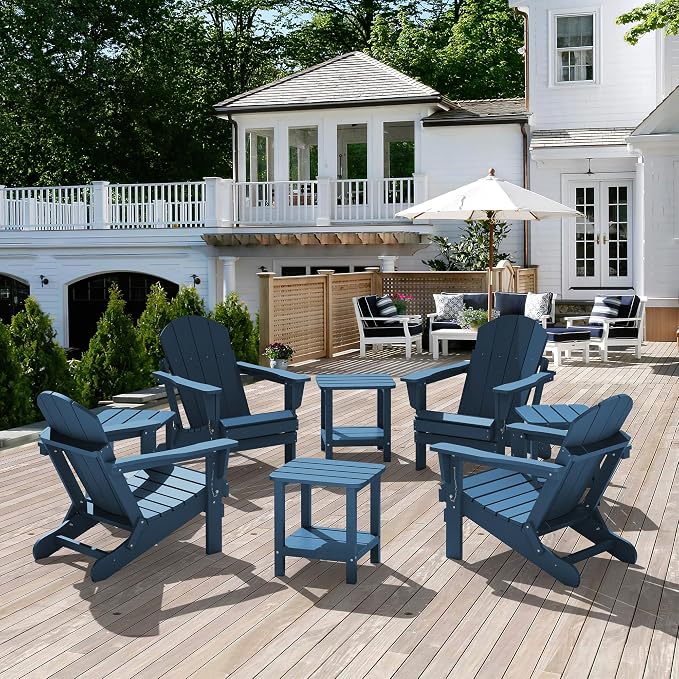 SERWALL Adirondack Table Set of 4, Outdoor Side Table- Blue - Image 7