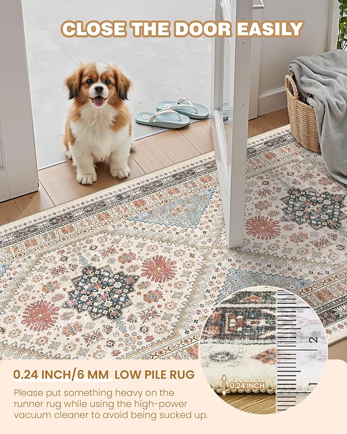 Runner Rug 2x8 Runners for Hallways Non Slip Washable, Vintage Hallway Runner - Image 5