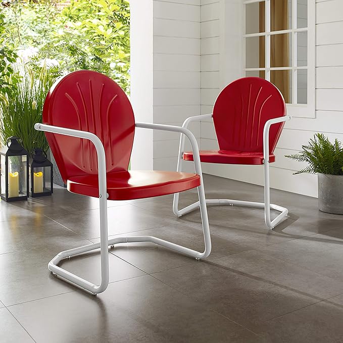 Crosley Furniture Griffith Outdoor Chair, Retro Metal Patio Chairs - Image 8