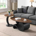 Modern Oval Coffee Table Set of 2, Wood Nesting Coffee Tables by Henf