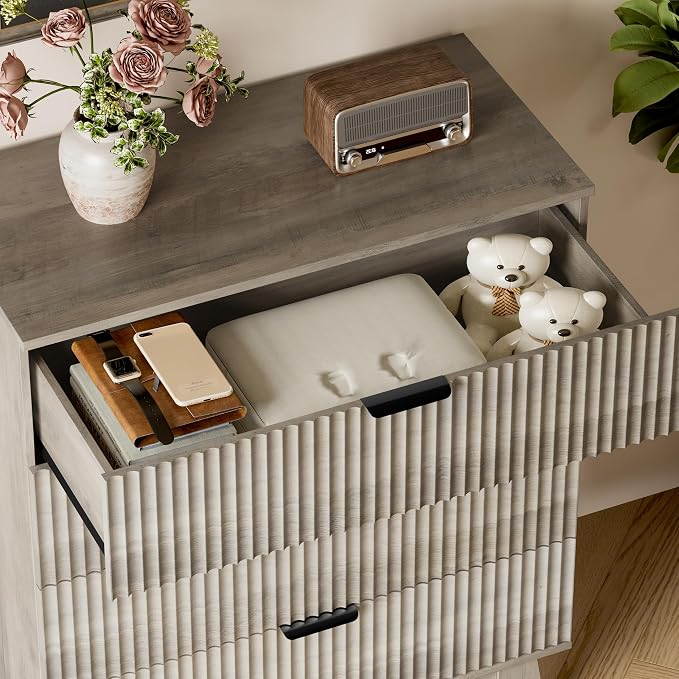 BORNOON 39" Tall Dresser for Bedroom, 4-Drawer Fluted Chest of Drawers - Image 6