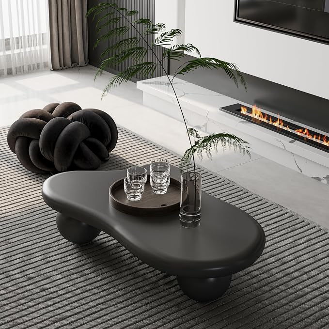 47.2” Cloud Coffee Table with 3 Ball Legs, Modern Irregular Center Table - Image 5