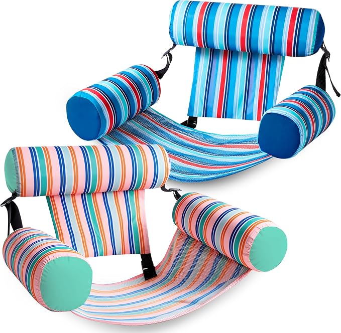 SLOOSH Inflatable Pool Floats Adult, 2 Packs Floating Lounge Chairs, Blow up by Sloosh