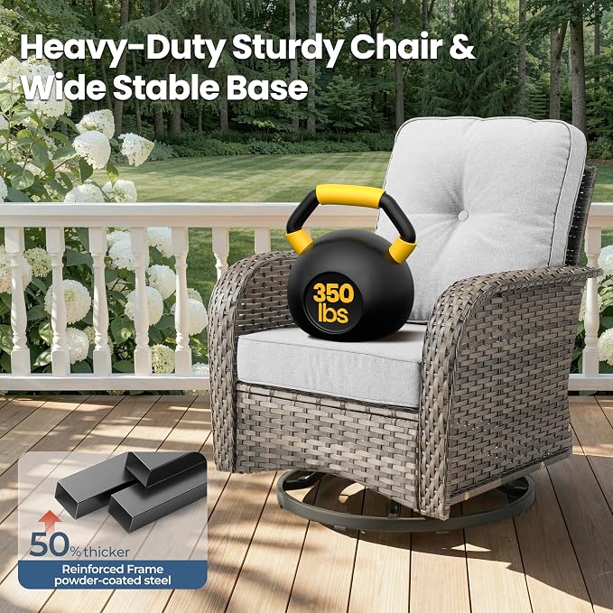 Weaxty Outdoor Swivel Rocker Patio Chairs, 3 Pieces Patio Furniture Set - Image 6
