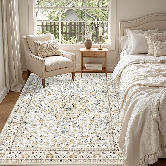 3x5 Area Rugs Living Room Rug: Washable Vintage Boho Rug No Slip Stain - Image 3