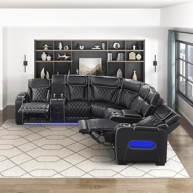 Lexicon 118" Power Reclining Sectional Sofa, Wall Hugger, 2 Recliner Seats - Image 13