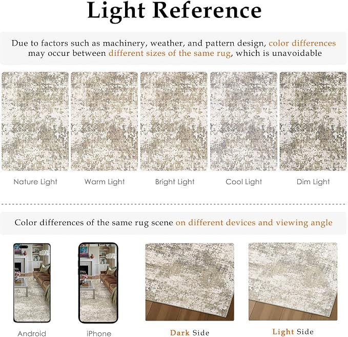 PureCozy Runner Rug 2x6 Beige Machine Washable Modern Abstract Hallway Carpet - Image 6