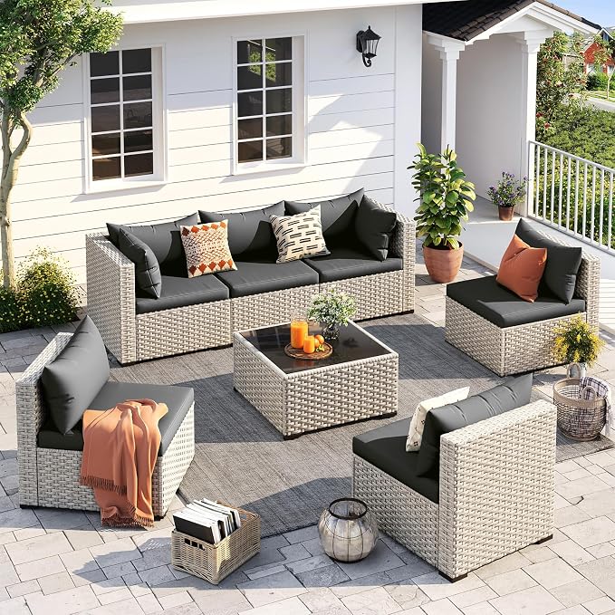 UDPATIO Outdoor Patio Furniture Set, 7-Piece Modular Sectional Sofa by UDPATIO